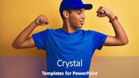  Presentation with arab - PPT theme consisting of young-handsome-arab-delivery-man background and a navy blue colored foreground