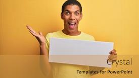  Presentation with arab - Colorful PPT theme enhanced with young-handsome-arab-man-holding backdrop and a gold colored foreground