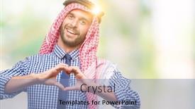  Presentation with hands the shape of a heart - PPT layouts consisting of young-handsome-arabian-business-man background and a light blue colored foreground