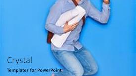  Presentation with leather bag - Presentation design having young-handsome-architect-man-wearing background and a light blue colored foreground