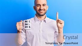  Presentation with best idea - PPT layouts having young-handsome-bald-man-drinking background and a sky blue colored foreground