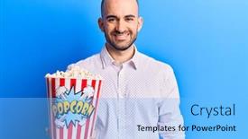  Presentation with bald - Slide set enhanced with young-handsome-bald-man-holding background and a light blue colored foreground