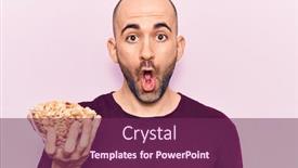  Presentation with peanuts - Cool new PPT theme with young-handsome-bald-man-holding backdrop and a violet colored foreground