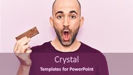  Presentation with energy bar - PPT theme consisting of young-handsome-bald-man-holding background and a violet colored foreground
