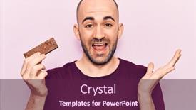  Presentation with energy bar - Colorful PPT theme enhanced with young-handsome-bald-man-holding backdrop and a tawny brown colored foreground
