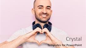  Presentation with love music - Presentation consisting of young-handsome-bald-man-listening background and a lemonade colored foreground