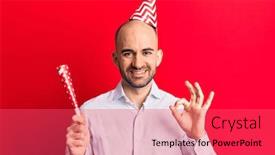  Presentation with trumpet - Presentation theme featuring young-handsome-bald-man-wearing background and a red colored foreground