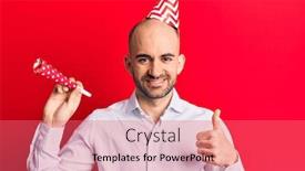  Presentation with trumpet - Amazing slide deck having young-handsome-bald-man-wearing backdrop and a coral colored foreground