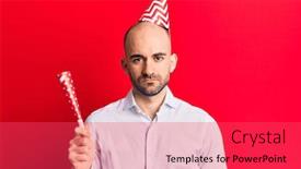  Presentation with trumpet - Beautiful PPT theme featuring young-handsome-bald-man-wearing backdrop and a red colored foreground