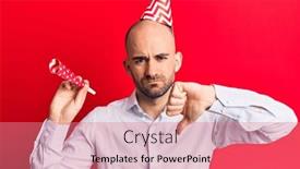  Presentation with trumpet - Theme enhanced with young-handsome-bald-man-wearing background and a coral colored foreground