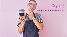  Presentation with idea - PPT layouts with young-handsome-barista-man-wearing background and a lemonade colored foreground