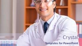  Presentation with young students working in groups - Presentation design featuring young-handsome-biochemist-working background and a sky blue colored foreground