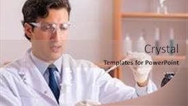  Presentation with lab automation - PPT theme featuring young-handsome-biochemist-working background and a coral colored foreground