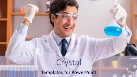  Presentation with lab - Cool new PPT layouts with young-handsome-biochemist-working backdrop and a sky blue colored foreground
