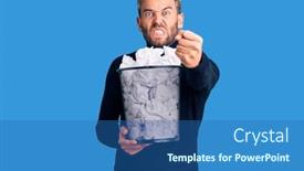  Presentation with bin - PPT theme consisting of young-handsome-blond-man-holding background and a ocean colored foreground