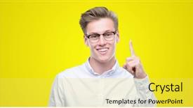  Presentation with showing world map for shipping - PPT layouts having young handsome blond man showing background and a yellow colored foreground