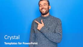  Presentation with young man on the phone - Amazing slide set having young-handsome-blond-man-wearing backdrop and a teal colored foreground