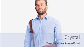  Presentation with attitude - PPT theme having young-handsome-blond-man-wearing background and a light blue colored foreground