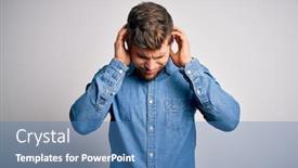  Presentation with blue eyes technology - Colorful slides enhanced with young-handsome-blond-man backdrop and a teal colored foreground