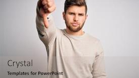  Presentation with blue eyes - Slide deck enhanced with young-handsome-blond-man background and a mint green colored foreground