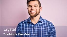  Presentation with blue eyes technology - Slide set with young-handsome-blond-man background and a ocean colored foreground