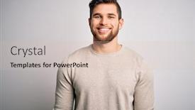  Presentation with blue eyes - Colorful presentation theme enhanced with young-handsome-blond-man backdrop and a soft green colored foreground