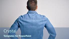  Presentation with blue eyes - Colorful presentation enhanced with young-handsome-blond-man backdrop and a ocean colored foreground