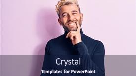  Presentation with king crown - Colorful theme enhanced with young-handsome-blond-man backdrop and a navy blue colored foreground