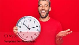  Presentation with clock countdown - Amazing presentation theme having young-handsome-blond-man backdrop and a red colored foreground