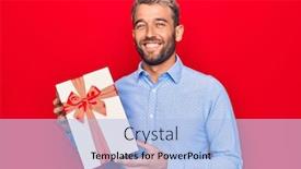  Presentation with happy 18 birthday - Audience pleasing presentation theme consisting of young-handsome-blond-man backdrop and a light blue colored foreground