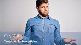 Presentation with denim - PPT theme enhanced with young-handsome-blond-man background and a teal colored foreground