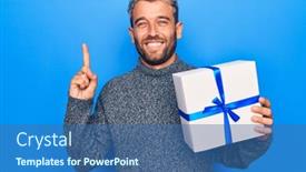  Presentation with happy birthday - Amazing slide set having young-handsome-blond-man backdrop and a ocean colored foreground