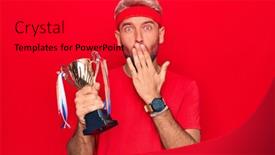  Presentation with winning - Slides enhanced with young-handsome-blond-sportsman background and a red colored foreground