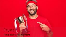  Presentation with winning - PPT layouts consisting of young-handsome-blond-sportsman background and a red colored foreground
