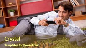  Presentation with chess - Audience pleasing theme consisting of young handsome boss playing chess backdrop and a  colored foreground