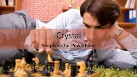  Presentation with chess - PPT theme having young handsome boss playing chess background and a red colored foreground