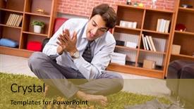  Presentation with risk - Presentation theme enhanced with young handsome boss playing chess background and a gold colored foreground