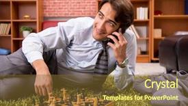  Presentation with chess - Amazing PPT theme having young handsome boss playing chess backdrop and a tawny brown colored foreground