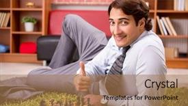  Presentation with chess - Audience pleasing PPT theme consisting of young handsome boss playing chess backdrop and a coral colored foreground