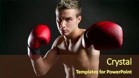  Presentation with fight two boxer boxing - Audience pleasing presentation theme consisting of young handsome boxer man isolated backdrop and a  colored foreground