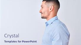  Presentation with business profile - Amazing PPT theme having young-handsome-business-man-standing backdrop and a sky blue colored foreground