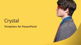  Presentation with business profile - Colorful slide deck enhanced with young handsome business man wearing backdrop and a light gray colored foreground