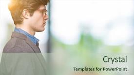  Presentation with business profile - Cool new slide deck with young handsome business man wearing backdrop and a  colored foreground