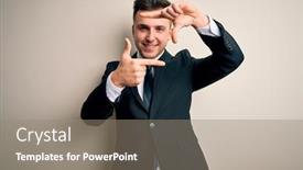  Presentation with young business man - Presentation theme consisting of young-handsome-business-man-wearing background and a gray colored foreground