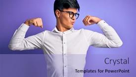  Presentation with purple business - Beautiful presentation featuring young-handsome-business-man-wearing backdrop and a light blue colored foreground