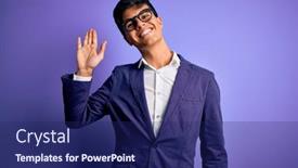  Presentation with business hello - Amazing presentation design having young-handsome-business-man-wearing backdrop and a navy blue colored foreground