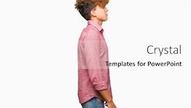  Presentation with business profile - Cool new slides with young handsome business man with afro hair looking to side relax profile pose with natural face with confident smile backdrop and a white colored foreground