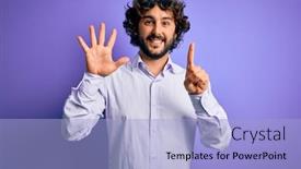 Presentation with purple business - Beautiful presentation design featuring young-handsome-business-man backdrop and a light blue colored foreground
