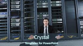  Presentation with server room - Audience pleasing PPT theme consisting of young handsome business man backdrop and a ocean colored foreground