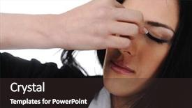  Presentation with stress - Theme consisting of young handsome business woman having background and a dark gray colored foreground